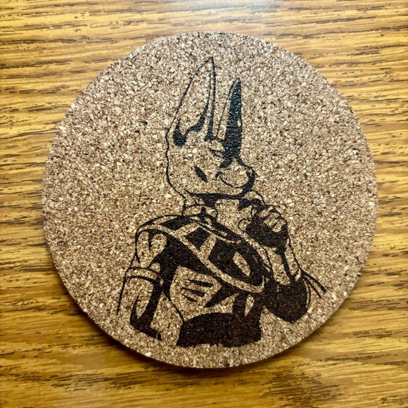Dragon Ball Super Beerus Laser Engraved Cork Coaster - Picture 1 of 6
